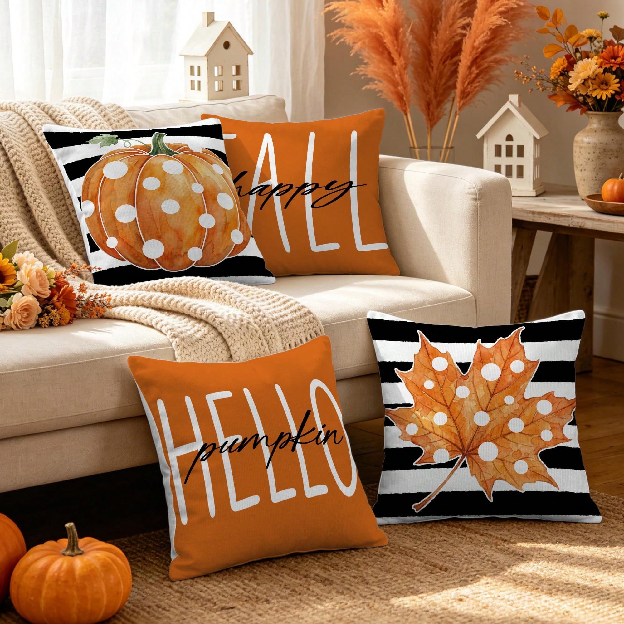 4 Pcs Fall Pillow Cases 18x18