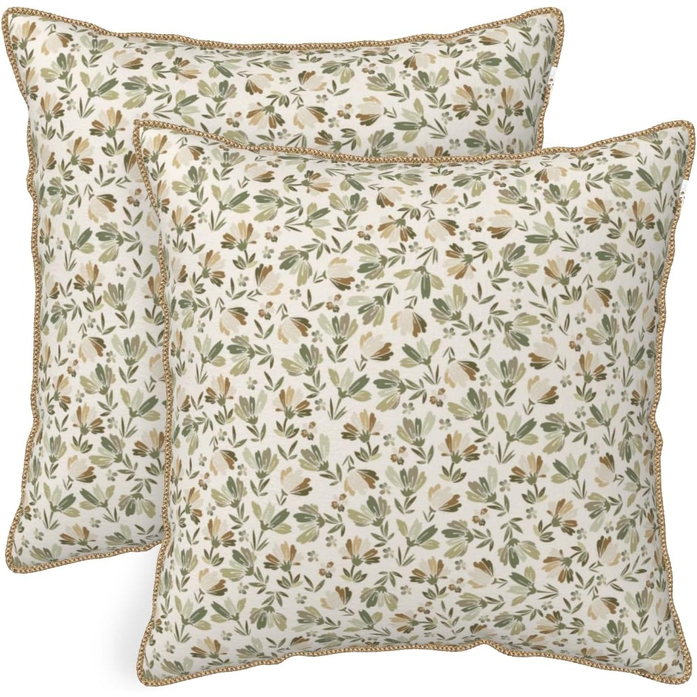Sage-Green-Beige-Floral-Soft-V - Pillow Insert 18X18 review and price