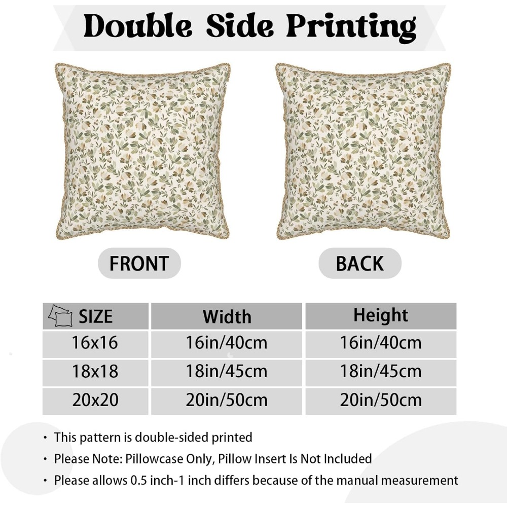 Sage-Green-Beige-Floral-Soft-V - Pillow Insert 18X18 review and price